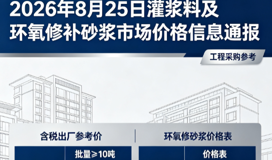 永发镇2026年8月25日灌浆料及环氧修补砂浆市场价格信息通报